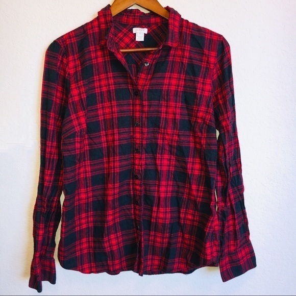 J.Crew Red and Gray Buffalo Plaid Button Down - Picture 1 of 5